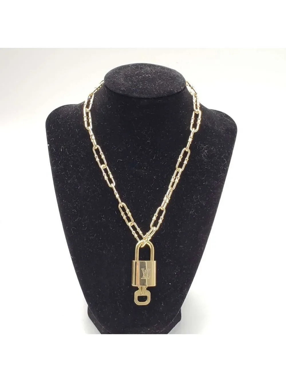 Authentic Louis Vuitton Lock and Key Gold Color with Gold Plated Chain Necklace